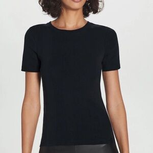 GOLDIE VARIEGATED RIB TEE - Black